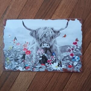 Highland Cow Floral Art Print. NEW METAL SIGN. 8X12